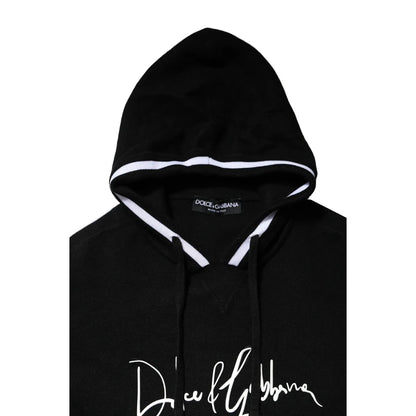 Dolce & Gabbana Black Hooded Logo Print Sweatshirt Sweater