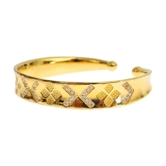 Nialaya CZ Gold Sterling 925 Silver Bangle Bracelet SIG19039-1