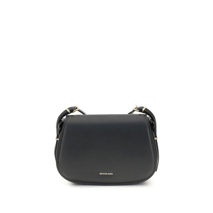 Michael Kors Black Calf Leather Bos Taurus Shoulder Bag with adjustable strap and front logo.