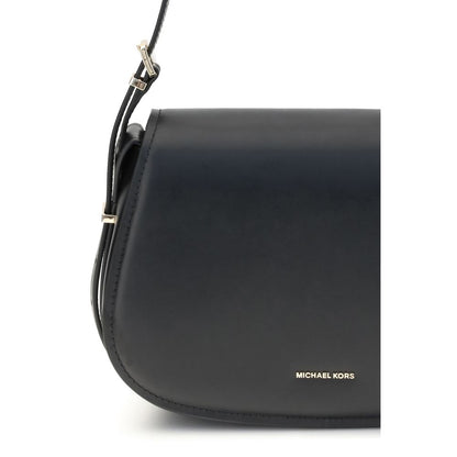 Michael Kors Black Calf Leather Bos Taurus Shoulder Bag with sleek design and logo detail, ideal for daily essentials.