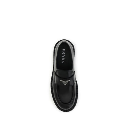 Prada Black Calf Leather Bos Taurus Slip-On Loafers