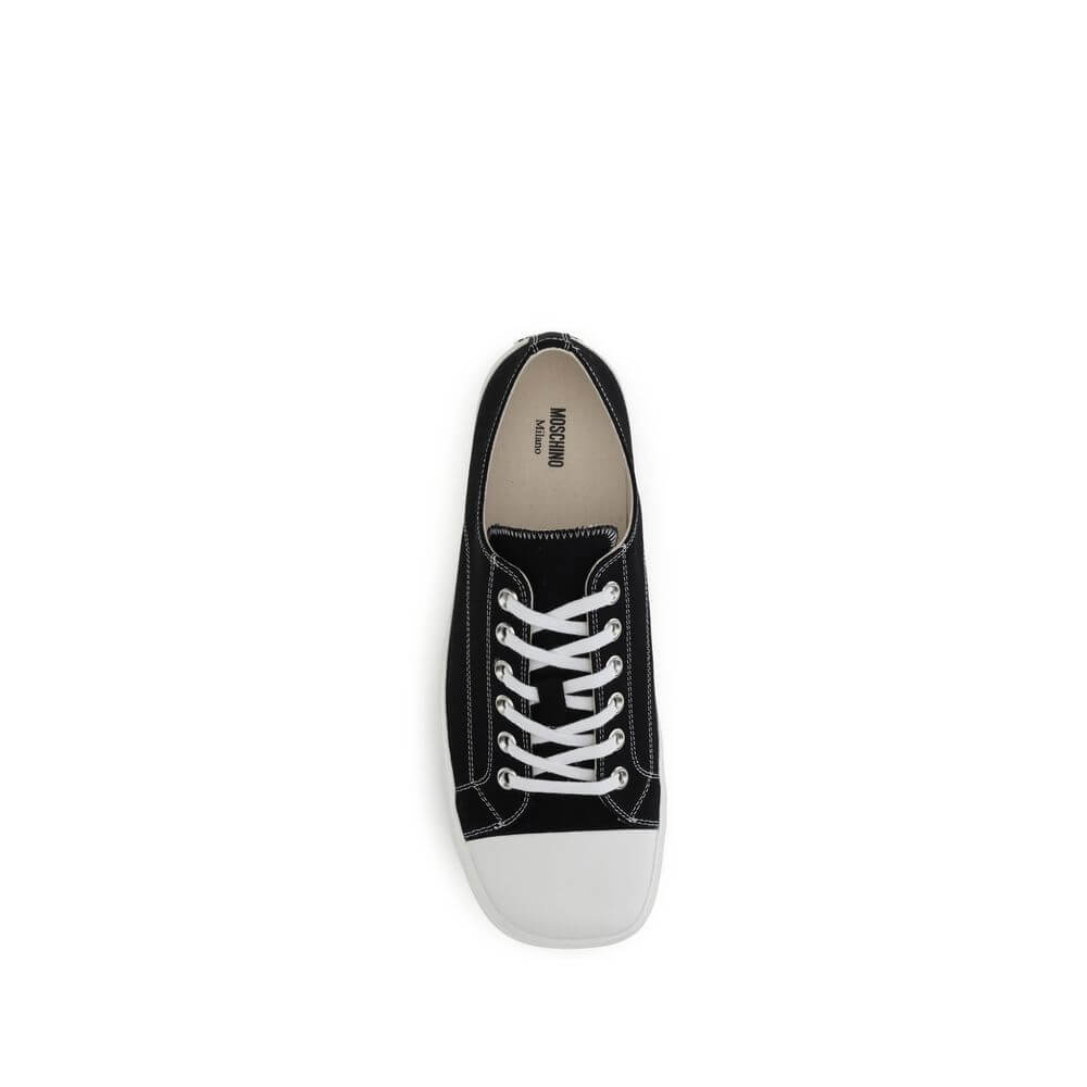 Moschino Black Cotton Low Top Sneakers