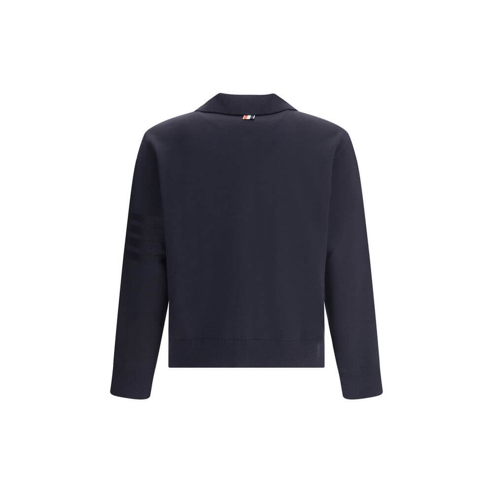 Thom Browne Blue Fleece Wool Cardigan