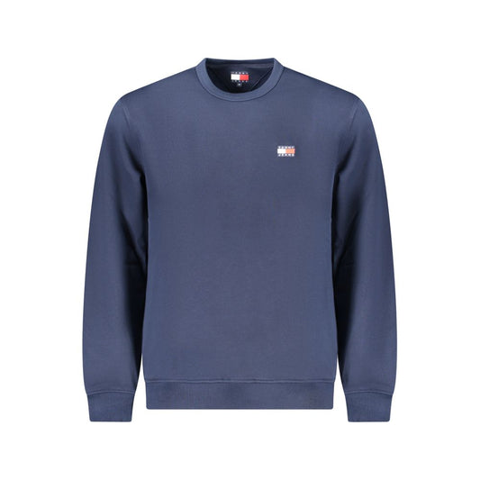 Tommy Hilfiger Blue Cotton Men Sweater with crew neck and logo applique