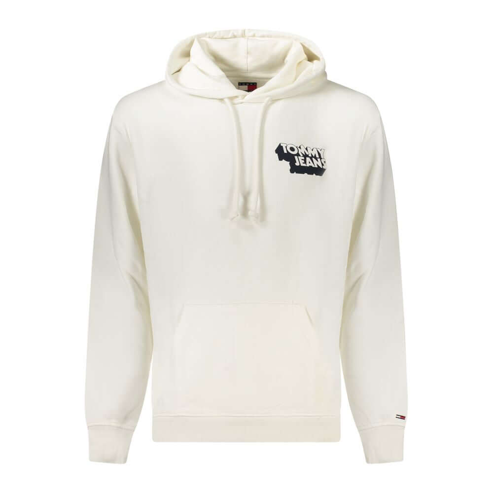 Alt Tag: Tommy Hilfiger White Cotton Men Sweater with logo and hood