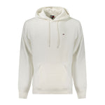 Tommy Hilfiger White Cotton Men Sweater with embroidered logo and central pocket, made of a cotton-polyester blend, frontal view.