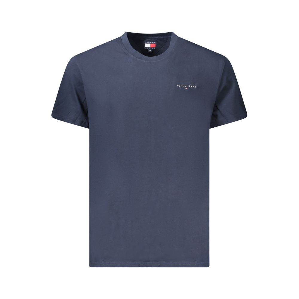 Tommy Hilfiger Blue Cotton Men T-Shirt with logo, eco-friendly 95% regenerative cotton, short-sleeved, stylish American design