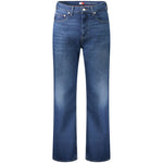 Tommy Hilfiger Blue Cotton Men Jeans, five-pocket style with Tommy embroidery, classic blue denim, comfortable stretch fit