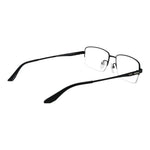 BMW Black Men Glasses Frame, titanium half-rim rectangle design, black color, demo lenses, size 57-17-145, includes branded case.