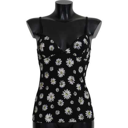 Dolce & Gabbana Black Daisy Print Dress Lingerie Chemisole