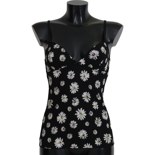 Dolce & Gabbana Black Daisy Print Dress Lingerie Chemisole BIK273-S