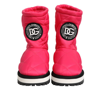 Dolce & Gabbana Pink White Viscose Padded Mid Calf Boots Shoes