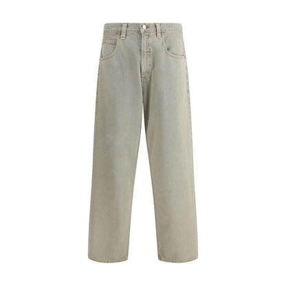 Agolde Gray Cotton Jeans Denim featuring wide-leg fit, five-pocket design, button and zipper closure, and belt loops for casual style.