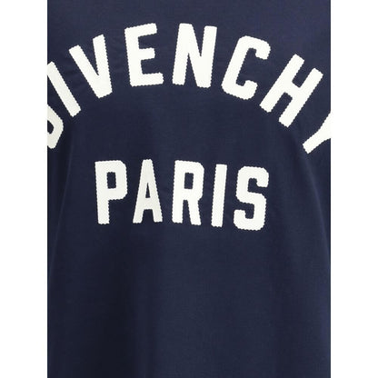 Givenchy Blue Cotton Clothing with logo design, ribbed crew neck, and refined style from AW25 collection, made in Portugal.