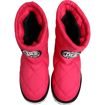 Dolce & Gabbana Pink White Viscose Padded Mid Calf Boots Shoes