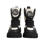 Dolce & Gabbana Black White Padded Mid Calf Lace Up Boots Shoes LA12813 -39