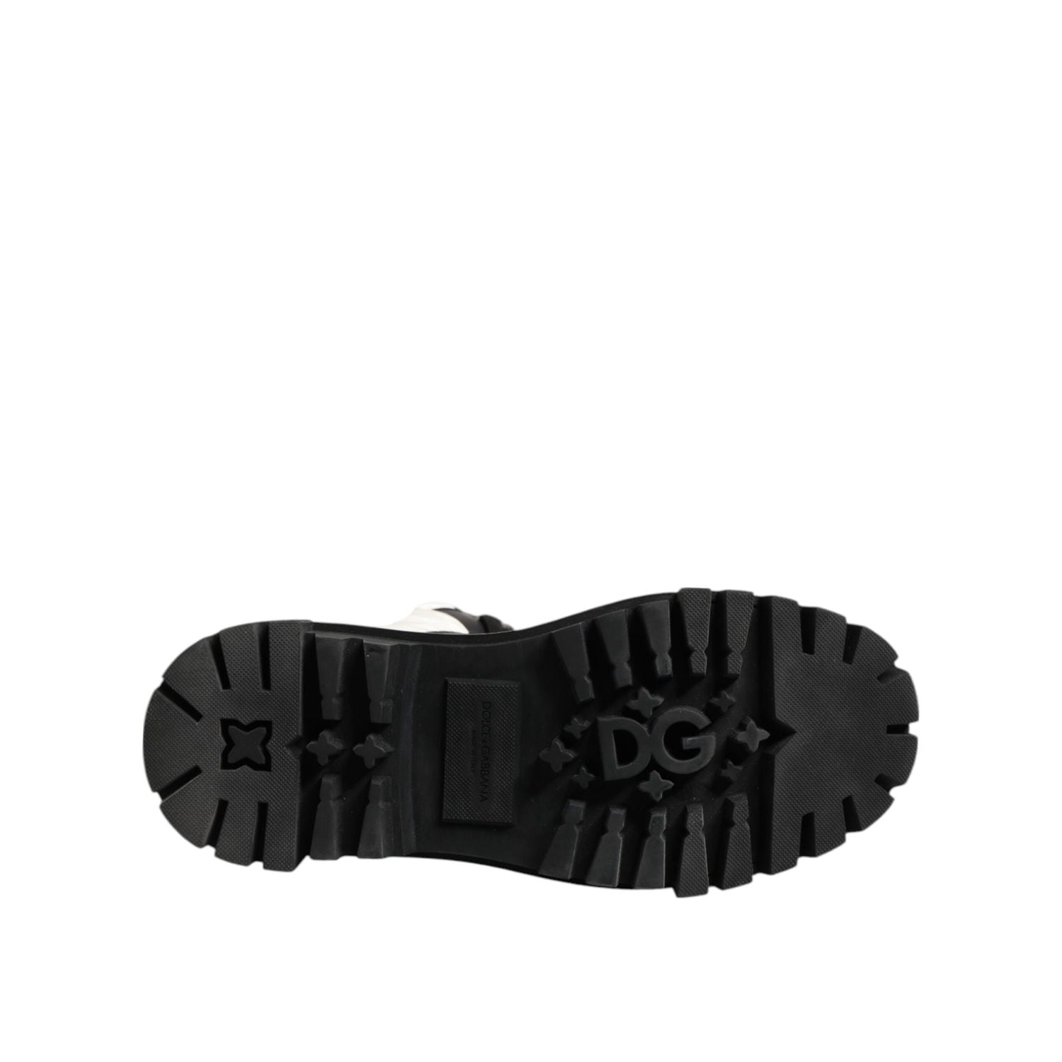 Dolce & Gabbana Black White Padded Mid Calf Lace Up Boots Shoes