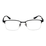 BMW Black Men Glasses Frame, black half-rim rectangle glasses with titanium build, 54-18-145 size, includes branded case.
