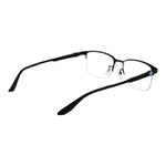 BMW Black Men Glasses Frame, half-rim titanium design, rectangle shape with demo lenses, includes branded case, size 54-18-145.