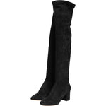 Dolce & Gabbana Black Suede Leather Knee High Boots Shoes