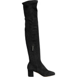 Dolce & Gabbana Black Suede Leather Knee High Boots Shoes
