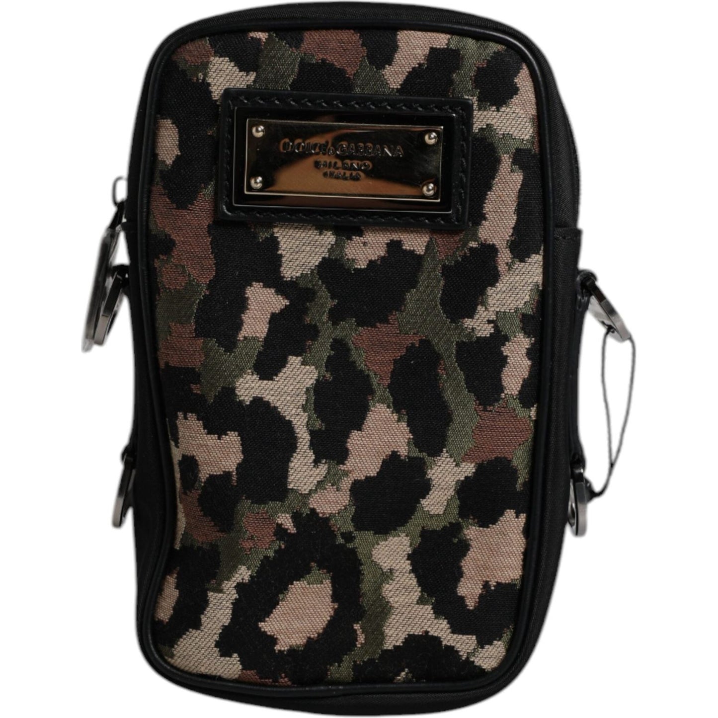 Dolce & Gabbana Multicolor Leopard Jacquard Logo Plaque Neck Strap Bag BAG4665