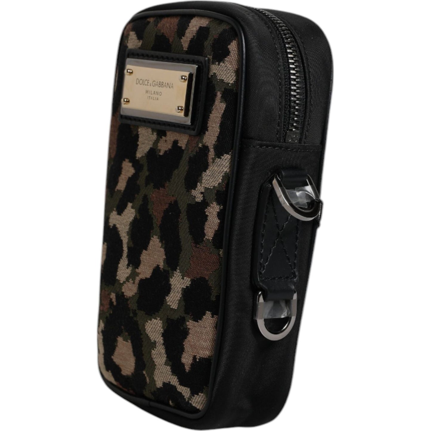 Dolce & Gabbana Multicolor Leopard Jacquard Logo Plaque Neck Strap Bag BAG4665