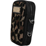 Dolce & Gabbana Multicolor Leopard Jacquard Logo Plaque Neck Strap Bag BAG4665