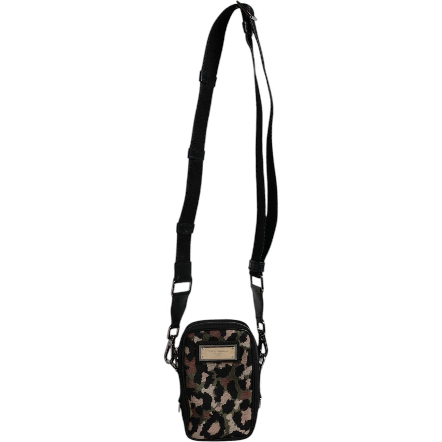 Dolce & Gabbana Multicolor Leopard Jacquard Logo Plaque Neck Strap Bag BAG4665