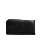 Dolce & Gabbana Black Leather Logo Plaque Zip Around Continental Wallet