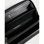 Dolce & Gabbana Black Leather Logo Plaque Zip Around Continental Wallet