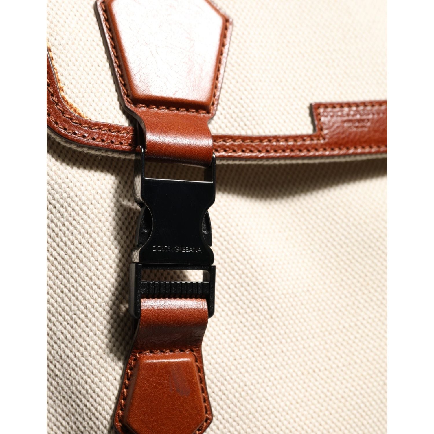 Dolce & Gabbana Beige Brown Canvas Leather EDGE Travel Men Back Pack Bag