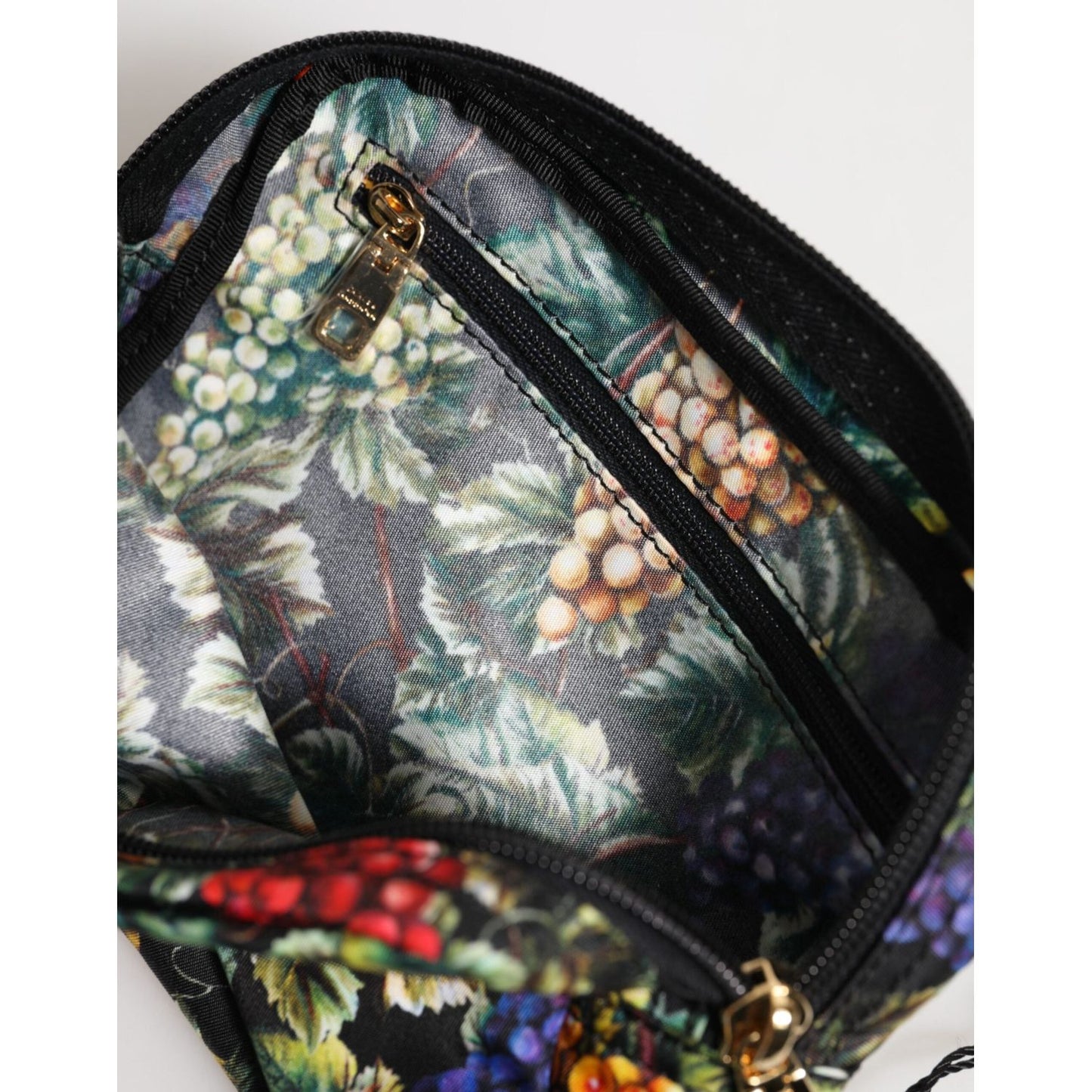 Dolce & Gabbana Multicolor Grape Print Clutch Logo Plaque Pouch Bag
