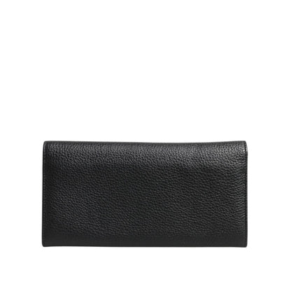 Dolce & Gabbana Black Leather Trifold Logo Plaque Card Holder Wallet