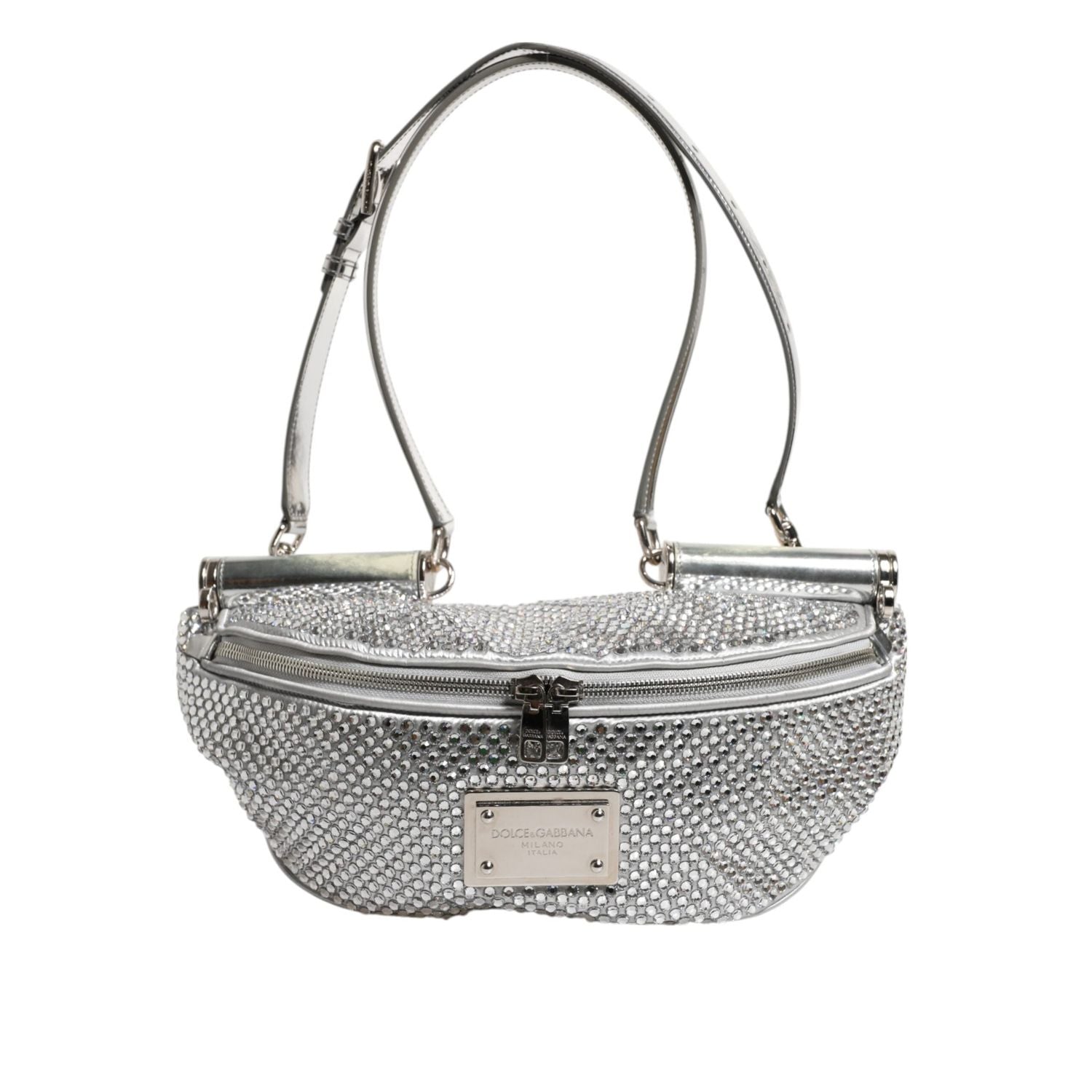 Front view with bag zipped and handles upright.