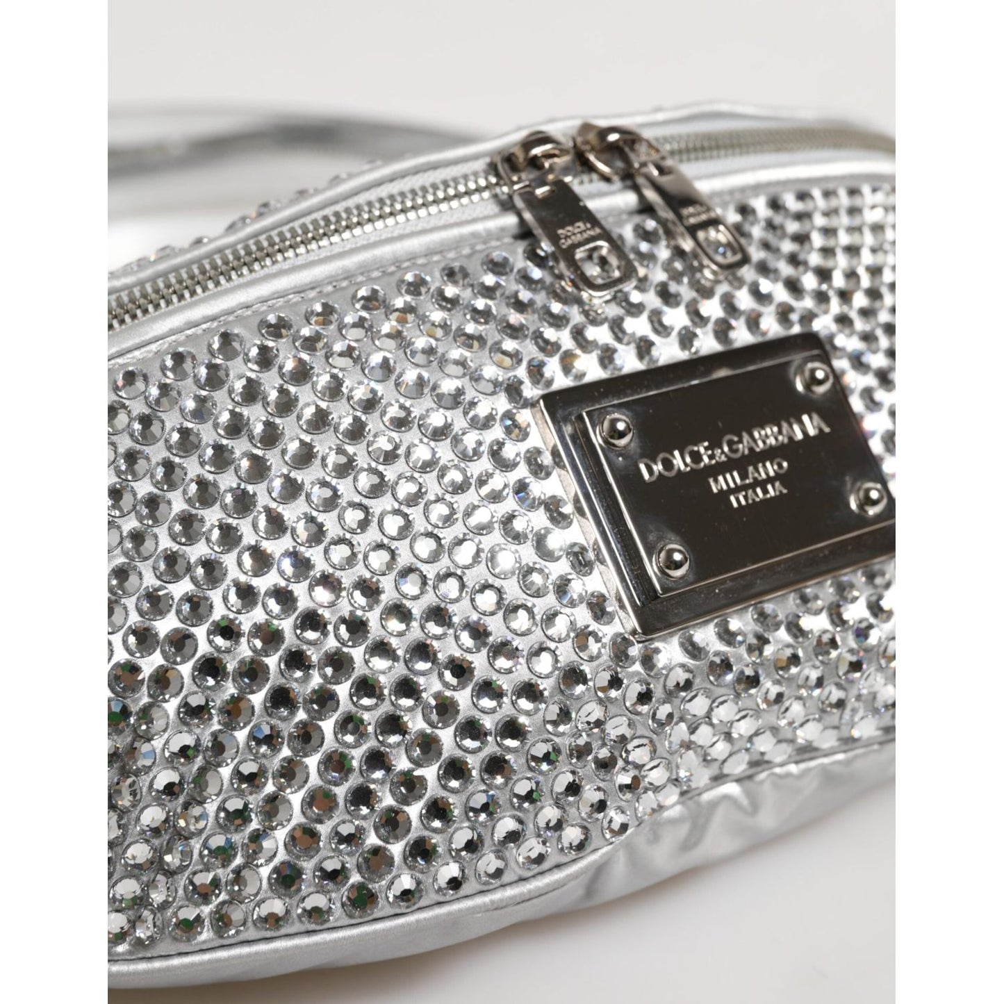 Dolce & Gabbana Silver Crystal-Embellished Belt Strap Bag