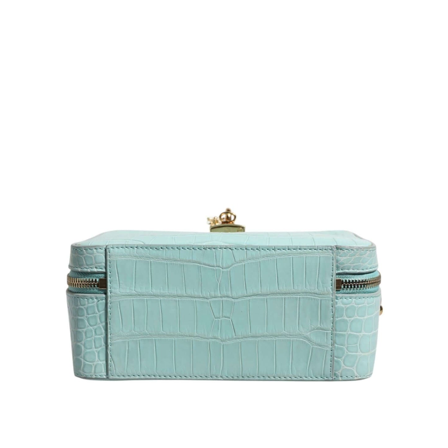 Dolce & Gabbana Mint Green Embossed Leather Padlock Shoulder Bag in crocodile leather with gold detailing