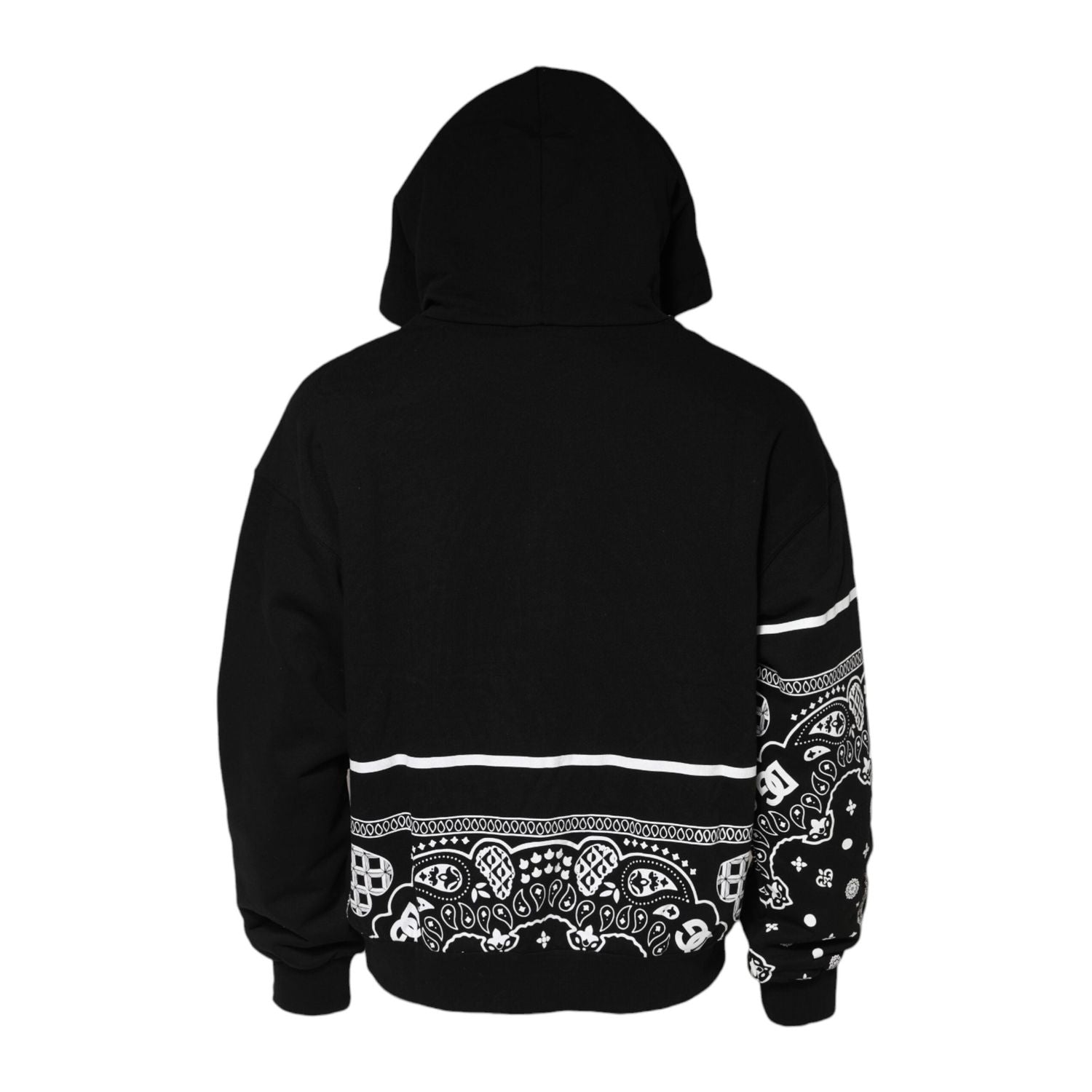 Dolce & Gabbana Black Bandana Hooded Men Sweatshirt Sweater