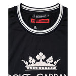 Dolce & Gabbana Dark Blue Venezia Crown Cotton Crew Neck T-shirt