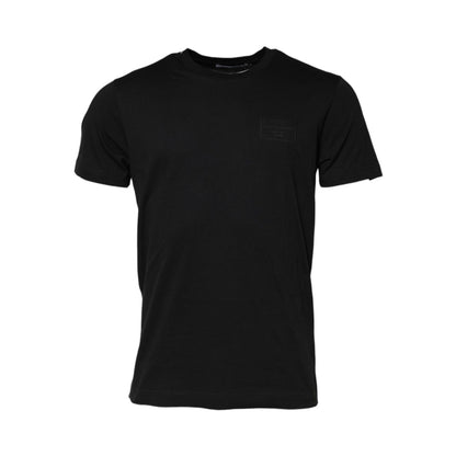 Dolce & Gabbana Black Logo Plaque Cotton Crew Neck T-shirt