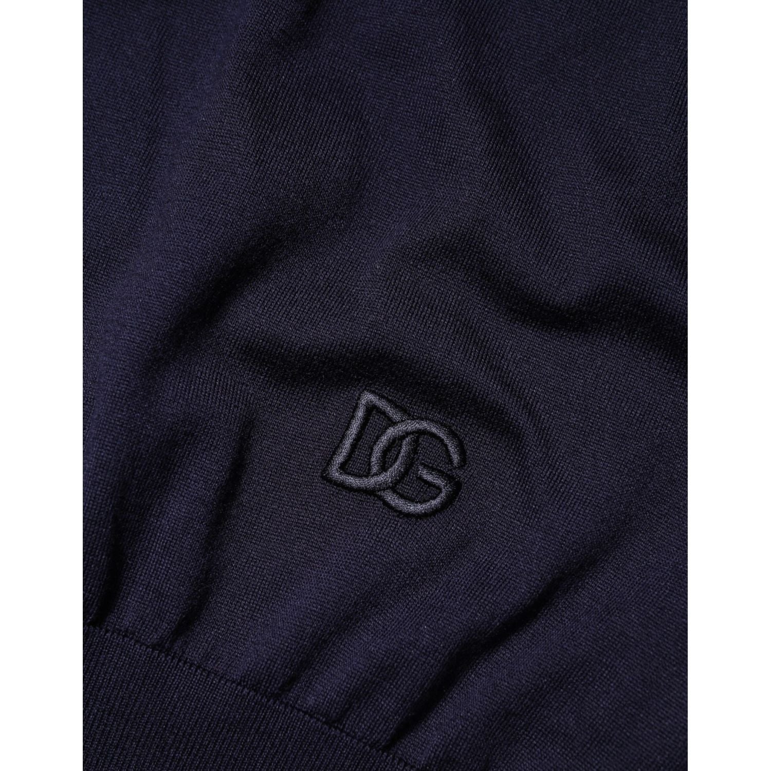 Dolce & Gabbana Dark Blue Silk Crew Neck Short Sleeves T-shirt