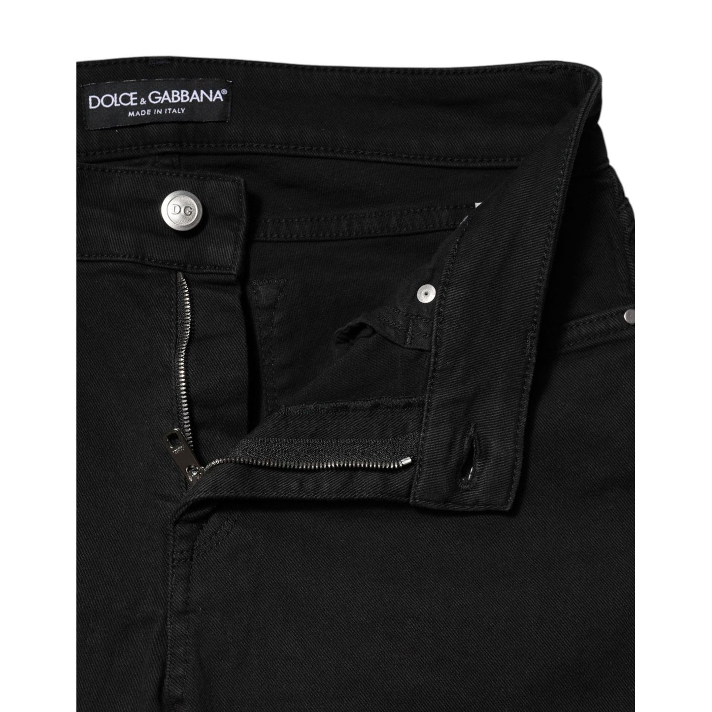 Dolce & Gabbana Black Cotton Skinny Mid Waist Denim Jeans