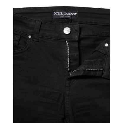 Dolce & Gabbana Black Cotton Skinny Mid Waist Denim Jeans