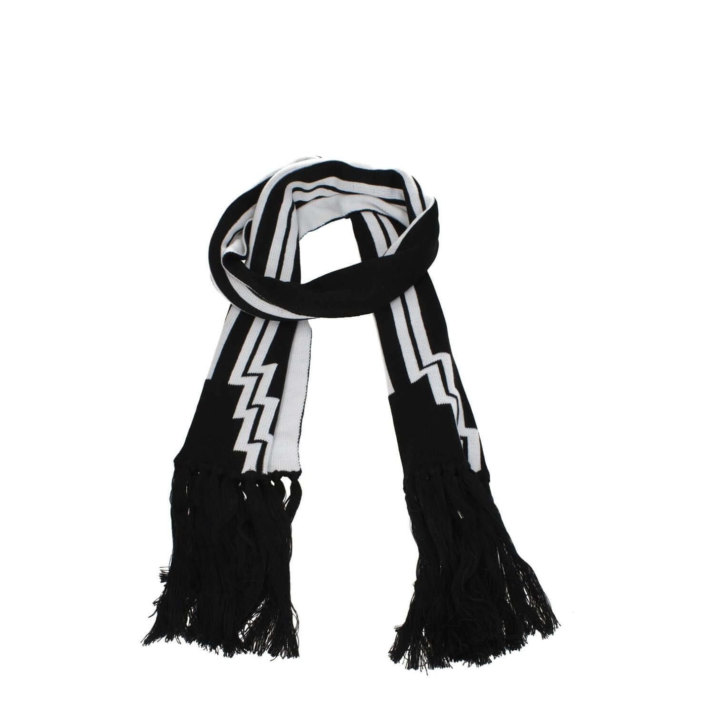 Marcelo Burlon Black Marabou Scarf with fringes and front logo, black and white design, 100% acrylic, casual style.