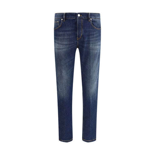 PT Torino Blue Cotton Slim Fit Jeans - 100% cotton, regular fit, AW25, five-pocket style, button closure, made in Italy.