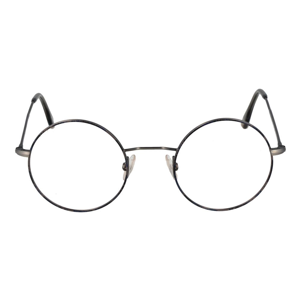 Andy Wolf Gray Unisex Glasses Frame in metal, full-rim style, round shape, includes branded case.