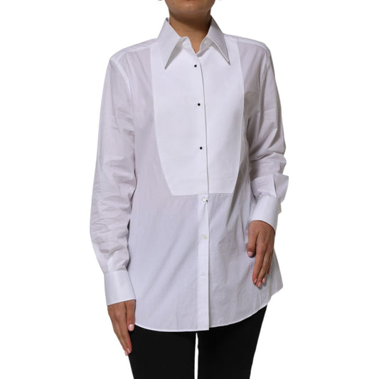 Dolce & Gabbana White Cotton Collared Long Sleeves Shirt Top TSH90570-46