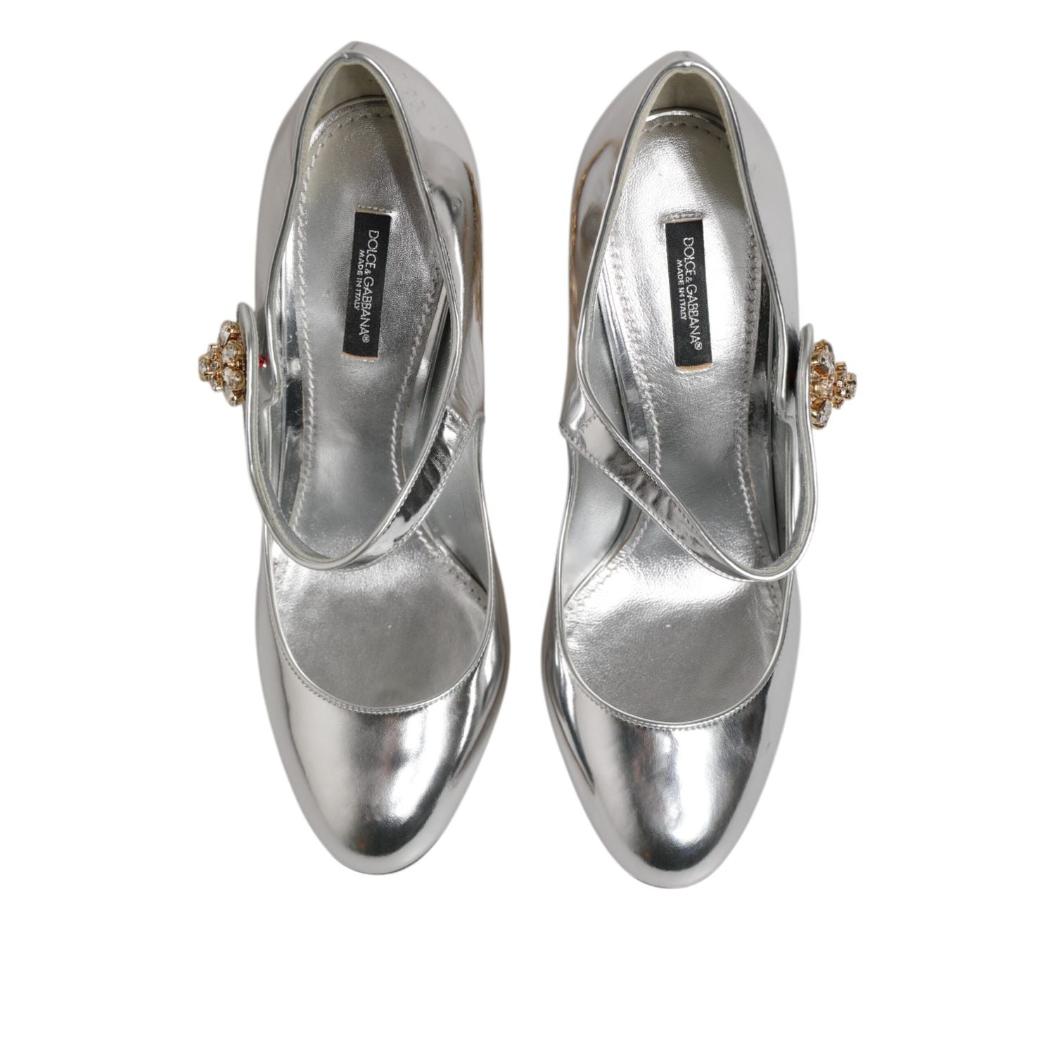 Dolce & Gabbana Silver Chandelier Sculpted Heel Mary Jane Pump Shoes