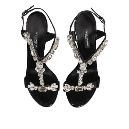 Dolce & Gabbana Black Keira Crystals Heels Sandals Shoes