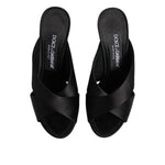 Dolce & Gabbana Black Logo KEIRA Satin Slides Sandals Shoes